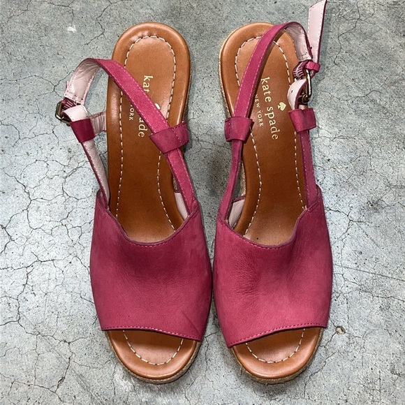 Kate Spade magenta, suede espadrille wedges - Picture 5 of 7